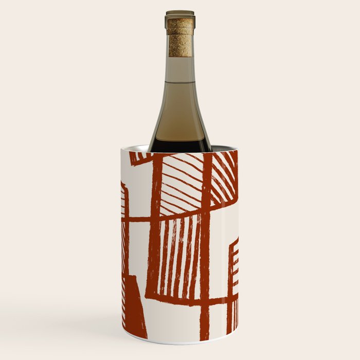 Burnt Orange Line Art Pattern Wine Chiller Gallery Image 3