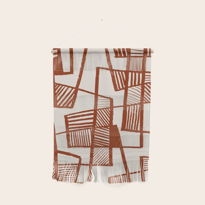 Burnt Orange Line Art Pattern Wall Hanging Gallery Image 1