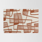 Burnt Orange Line Art Pattern Rug Gallery Image 2