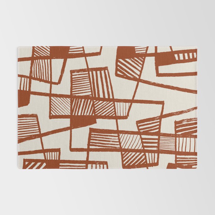 Burnt Orange Line Art Pattern Rug Gallery Image 2
