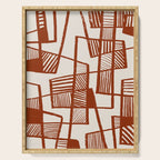 Burnt Orange Line Art Pattern Serving Tray Gallery Image 1