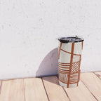 Burnt Orange Line Art Pattern Travel Mug Gallery Image 4