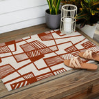 Burnt Orange Line Art Pattern Outdoor Rug Gallery Image 2