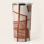 Burnt Orange Line Art Pattern Travel Mug Gallery Image 1