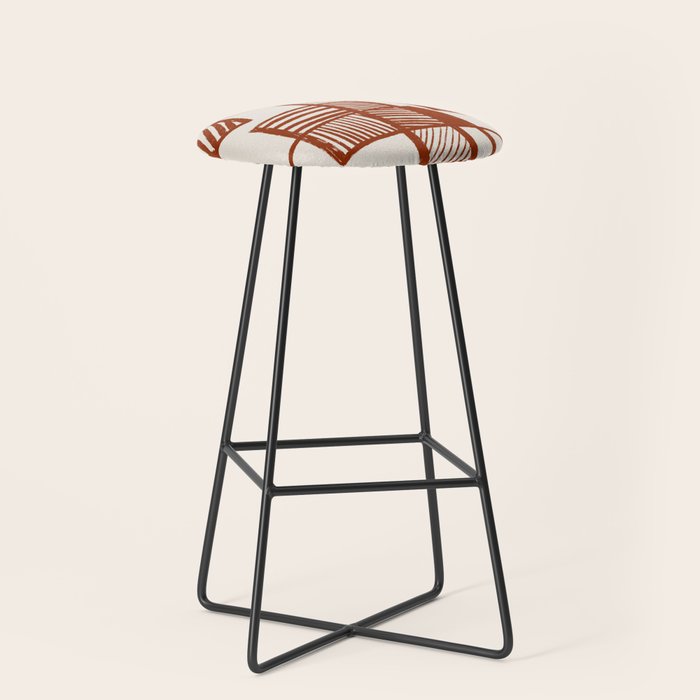 Burnt Orange Line Art Pattern Stool Gallery Image 1