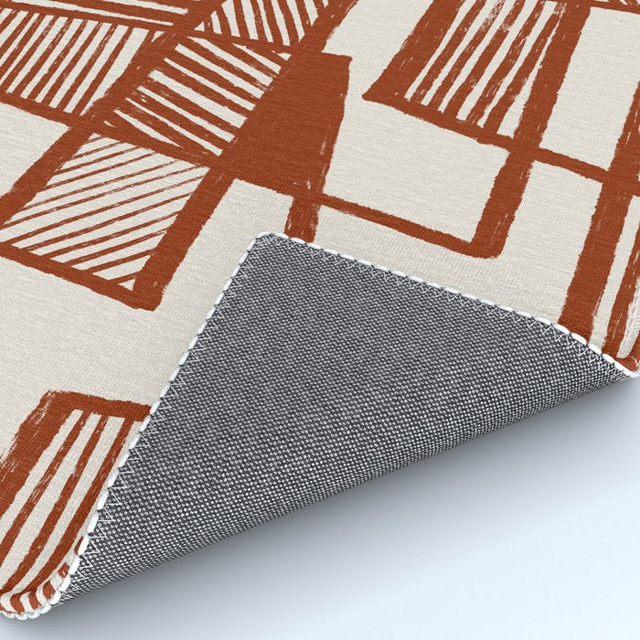 Burnt Orange Line Art Pattern Rug Gallery Image 4