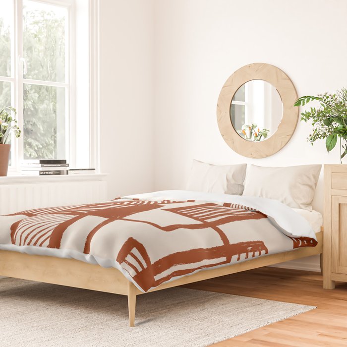 Burnt Orange Line Art Pattern Duvet Cover Gallery Image 2
