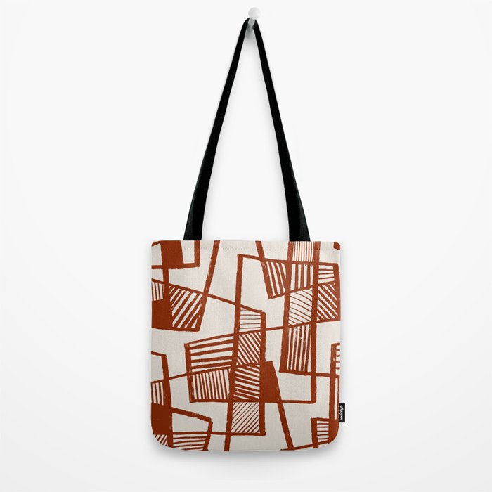 Burnt Orange Line Art Pattern Tote Bag Gallery Image 2