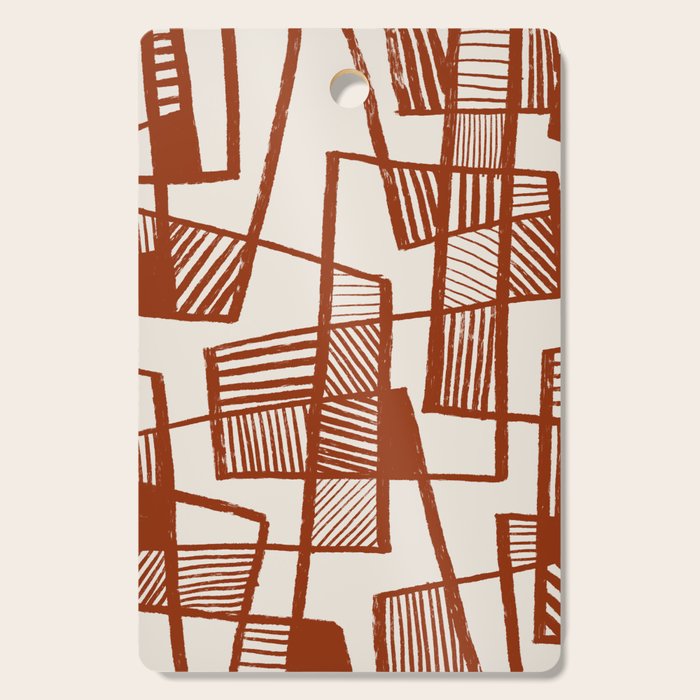 Burnt Orange Line Art Pattern Cutting Board Gallery Image 1