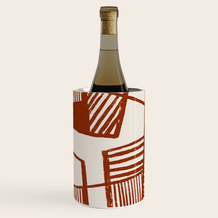 Burnt Orange Line Art Pattern Wine Chiller Gallery Image 2