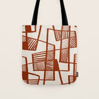 Burnt Orange Line Art Pattern Tote Bag Gallery Image 1