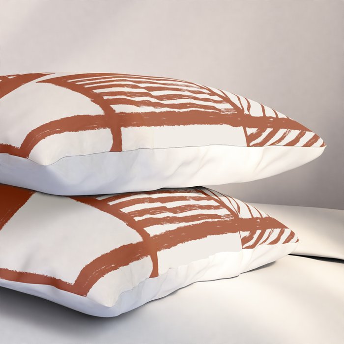 Burnt Orange Line Art Pattern Pillow Sham Gallery Image 3