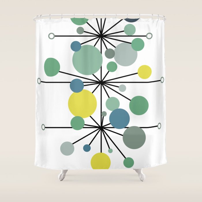 Atomic Age Nuclear Abstract Motif â Mid Century Modern Pattern Shower Curtain Gallery Image 1