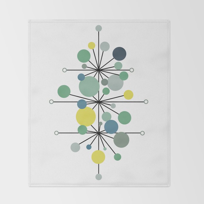 Atomic Age Nuclear Abstract Motif â Mid Century Modern Pattern Throw Blanket Gallery Image 2