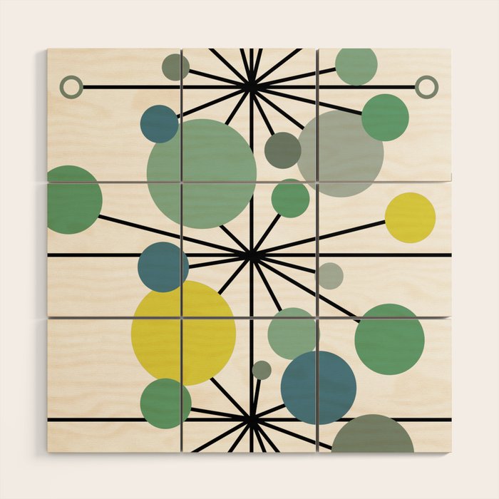 Atomic Age Nuclear Abstract Motif â Mid Century Modern Pattern Wood Wall Art Gallery Image 1