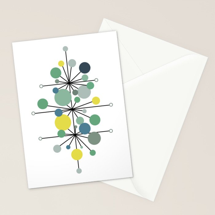 Atomic Age Nuclear Abstract Motif â Mid Century Modern Pattern Stationery Card Gallery Image 2
