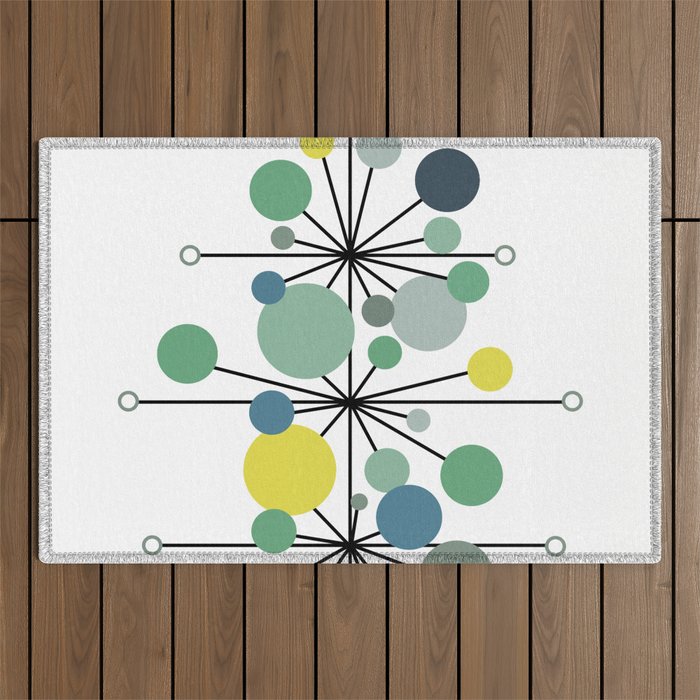 Atomic Age Nuclear Abstract Motif â Mid Century Modern Pattern Outdoor Rug Gallery Image 1