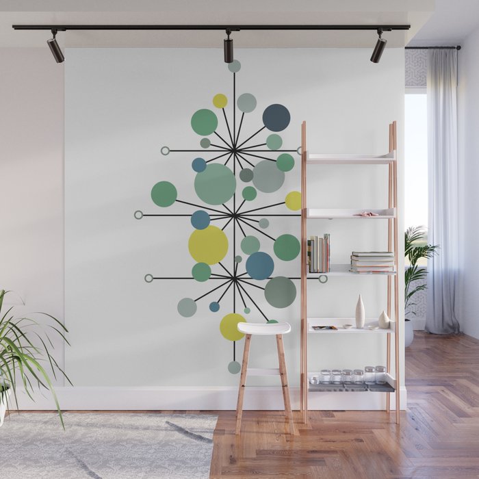 Atomic Age Nuclear Abstract Motif â Mid Century Modern Pattern Wall Mural Gallery Image 1