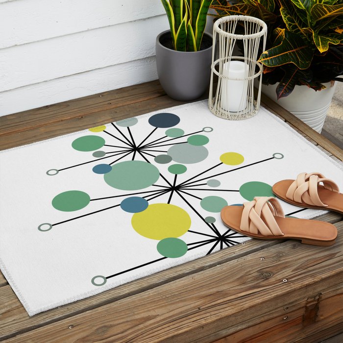 Atomic Age Nuclear Abstract Motif â Mid Century Modern Pattern Outdoor Rug Gallery Image 2