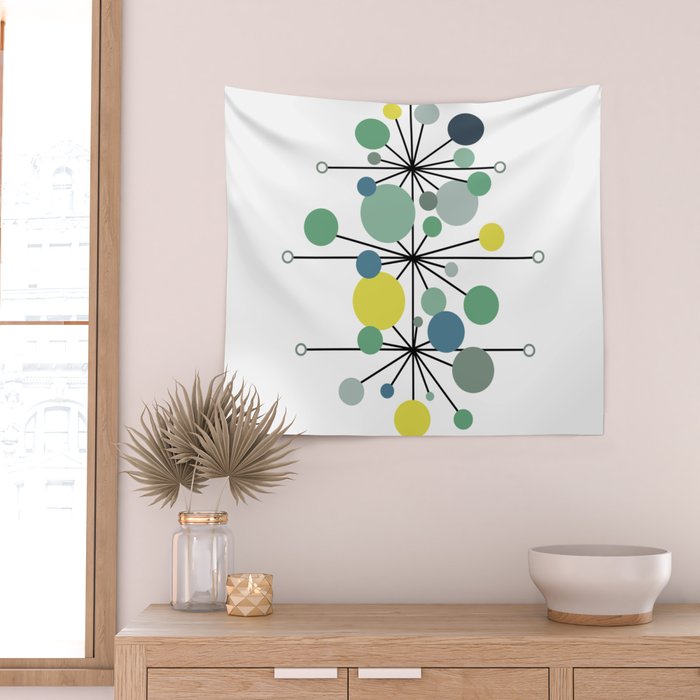 Atomic Age Nuclear Abstract Motif â Mid Century Modern Pattern Wall Tapestry Gallery Image 2