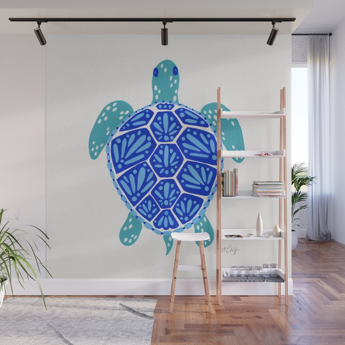 Sea Turtle - Blue Palette Wall Mural Gallery Image 1