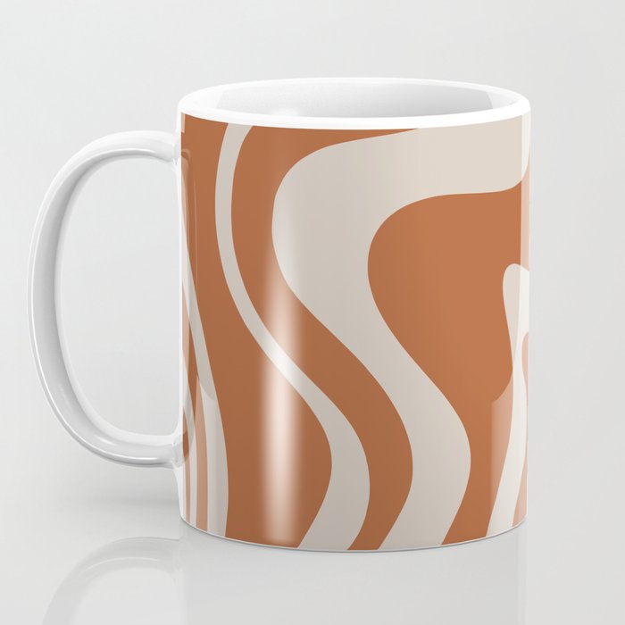 Liquid Swirl Retro Abstract Pattern in Clay and Putty Earth Tones Coffee Mug Gallery Image 3