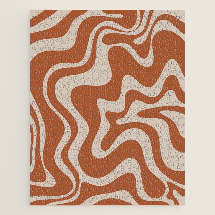 Liquid Swirl Retro Abstract Pattern in Clay and Putty Earth Tones Jigsaw Puzzle Gallery Image 1