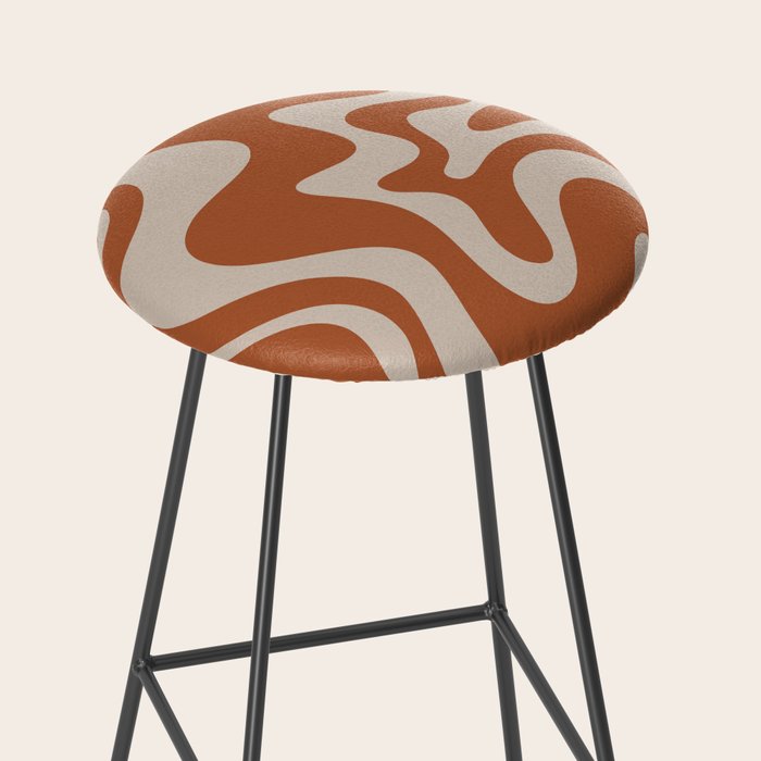 Liquid Swirl Retro Abstract Pattern in Clay and Putty Earth Tones Stool Gallery Image 2
