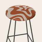 Liquid Swirl Retro Abstract Pattern in Clay and Putty Earth Tones Stool Gallery Image 2