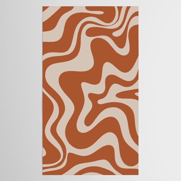 Liquid Swirl Retro Abstract Pattern in Clay and Putty Earth Tones Tablecloth Gallery Image 2