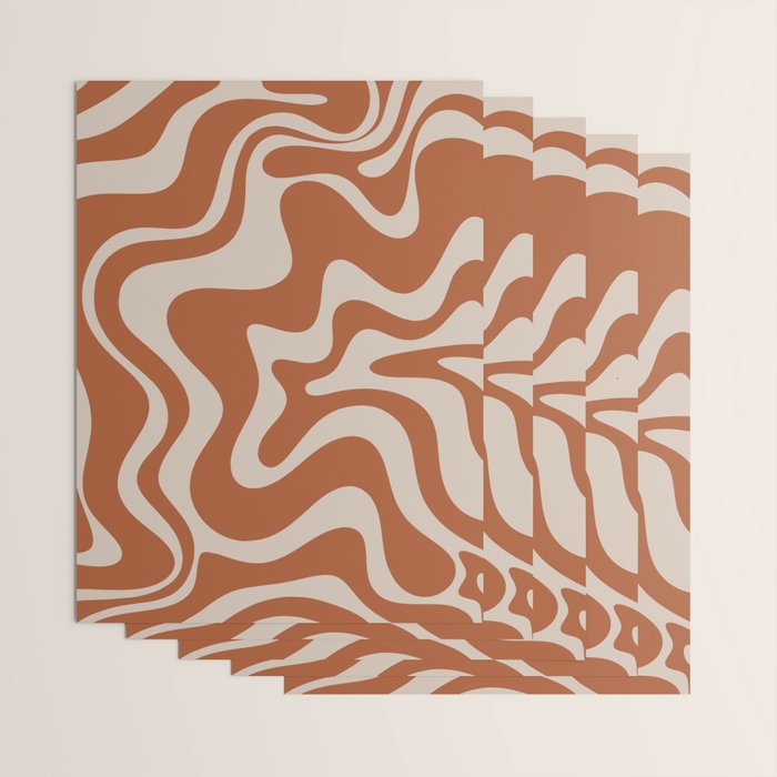 Liquid Swirl Retro Abstract Pattern in Clay and Putty Earth Tones Wrapping Paper Gallery Image 3
