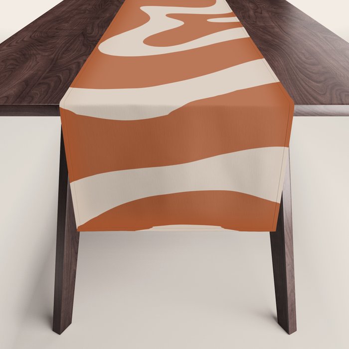 Liquid Swirl Retro Abstract Pattern in Clay and Putty Earth Tones Table Runner Gallery Image 1