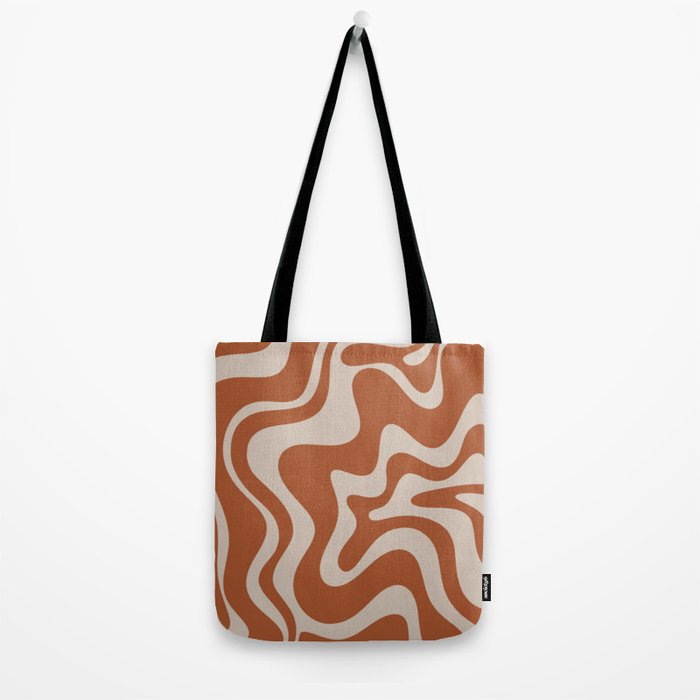 Liquid Swirl Retro Abstract Pattern in Clay and Putty Earth Tones Tote Bag Gallery Image 2