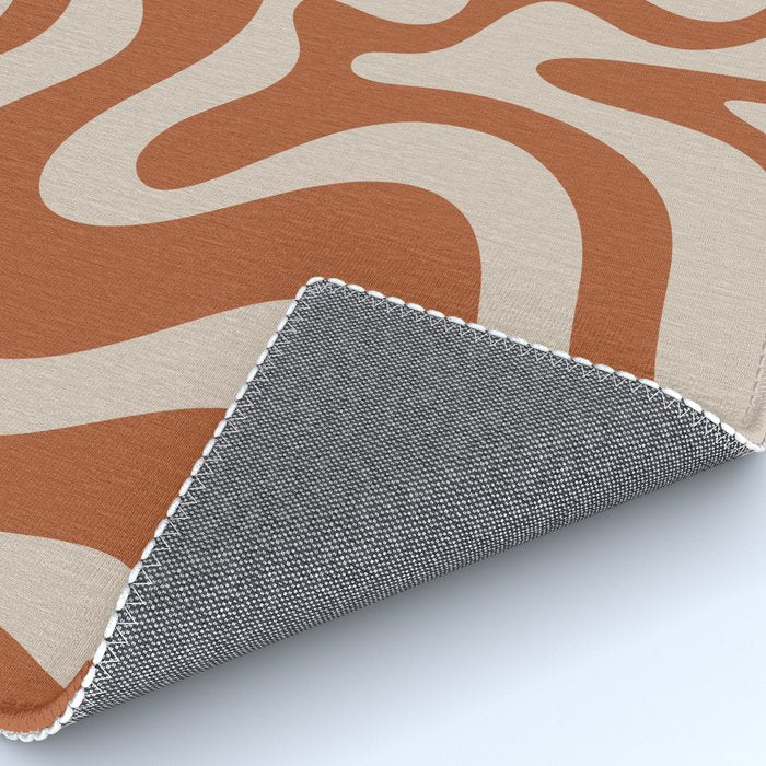 Liquid Swirl Retro Abstract Pattern in Clay and Putty Earth Tones Rug Gallery Image 4