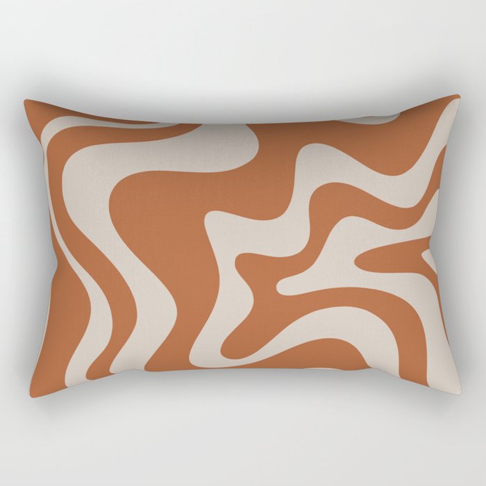 Liquid Swirl Retro Abstract Pattern in Clay and Putty Earth Tones Rectangular Pillow Gallery Image 2