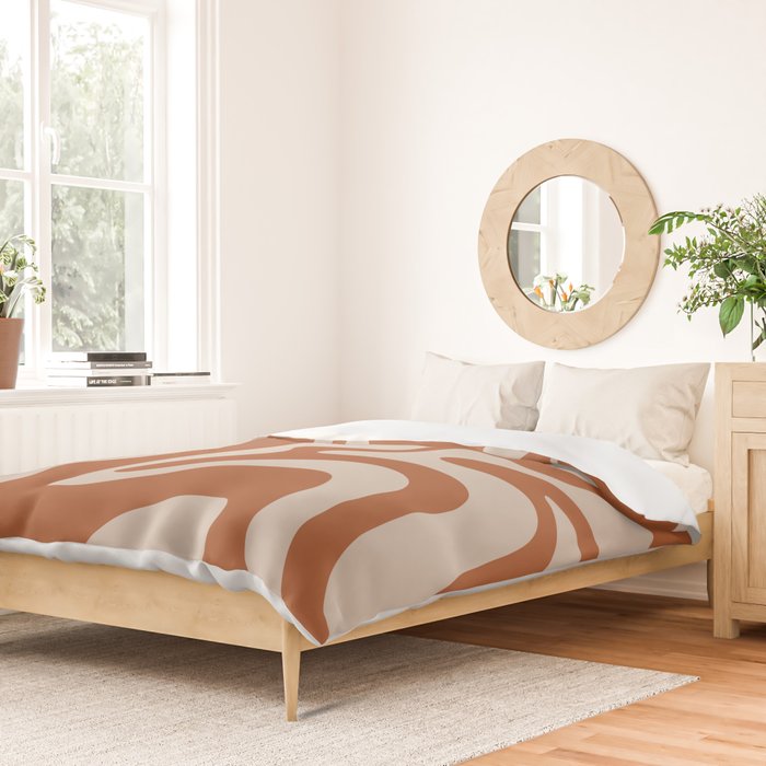 Liquid Swirl Retro Abstract Pattern in Clay and Putty Earth Tones Duvet Cover Gallery Image 2