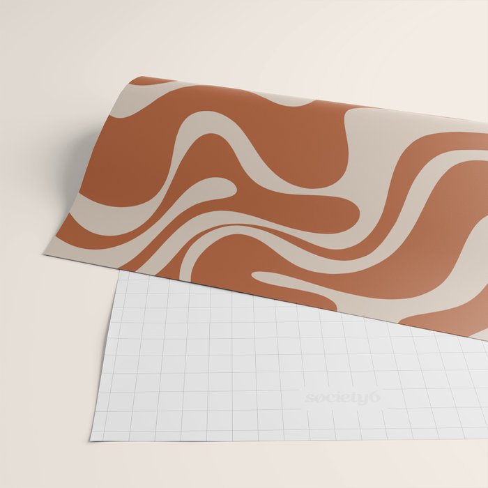 Liquid Swirl Retro Abstract Pattern in Clay and Putty Earth Tones Wrapping Paper Gallery Image 2
