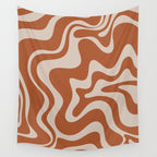 Liquid Swirl Retro Abstract Pattern in Clay and Putty Earth Tones Wall Tapestry Gallery Image 4