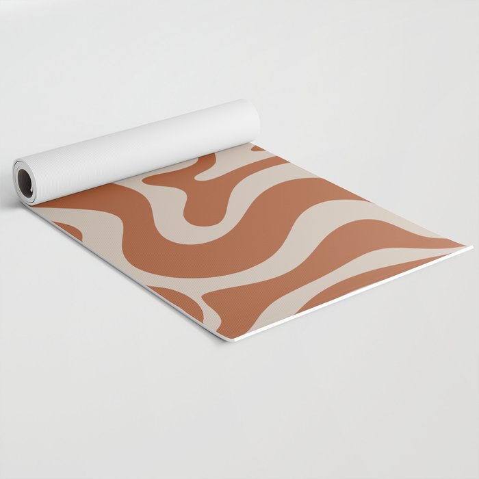 Liquid Swirl Retro Abstract Pattern in Clay and Putty Earth Tones Yoga Mat Gallery Image 2