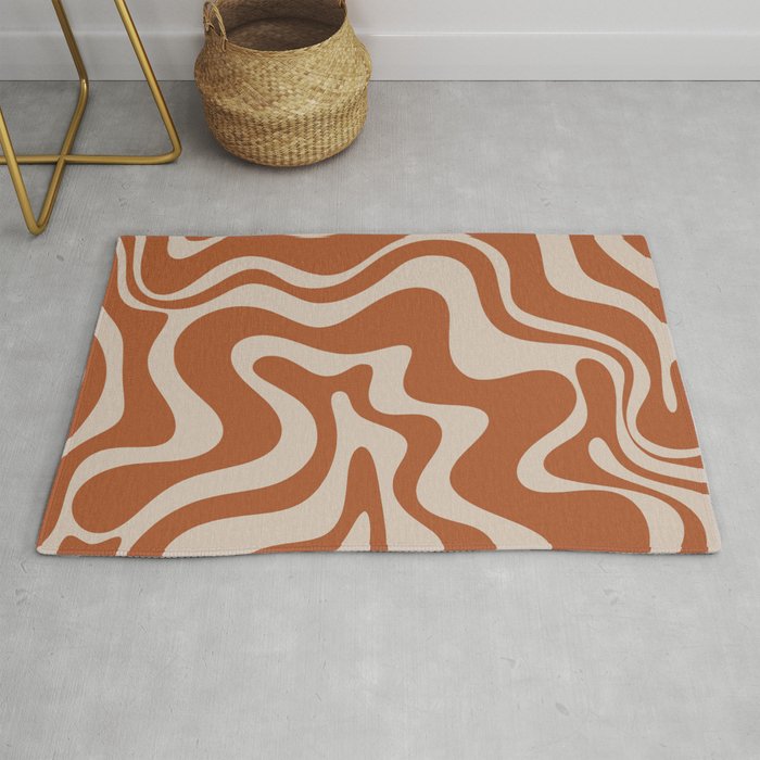 Liquid Swirl Retro Abstract Pattern in Clay and Putty Earth Tones Rug Gallery Image 1