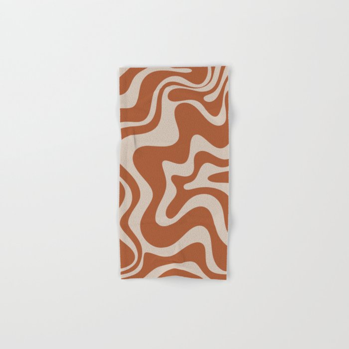 Liquid Swirl Retro Abstract Pattern in Clay and Putty Earth Tones Bath Towel Gallery Image 1