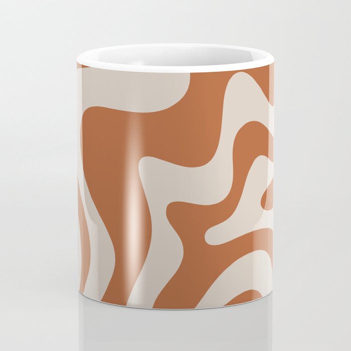 Liquid Swirl Retro Abstract Pattern in Clay and Putty Earth Tones Coffee Mug Gallery Image 4