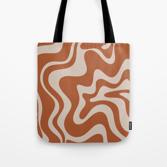 Liquid Swirl Retro Abstract Pattern in Clay and Putty Earth Tones Tote Bag Gallery Image 1