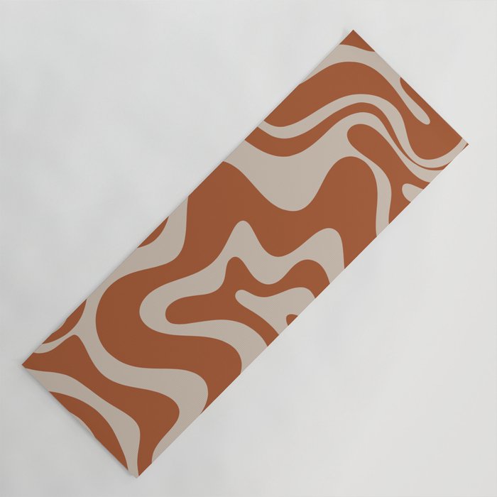 Liquid Swirl Retro Abstract Pattern in Clay and Putty Earth Tones Yoga Mat Gallery Image 1