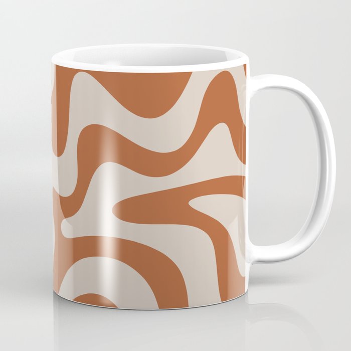 Liquid Swirl Retro Abstract Pattern in Clay and Putty Earth Tones Coffee Mug Gallery Image 1