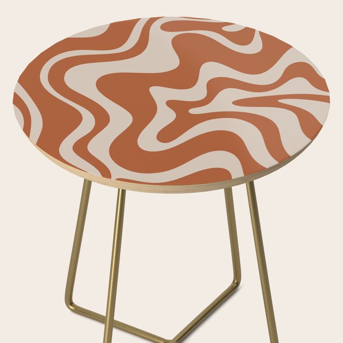 Liquid Swirl Retro Abstract Pattern in Clay and Putty Earth Tones Side Table Gallery Image 2