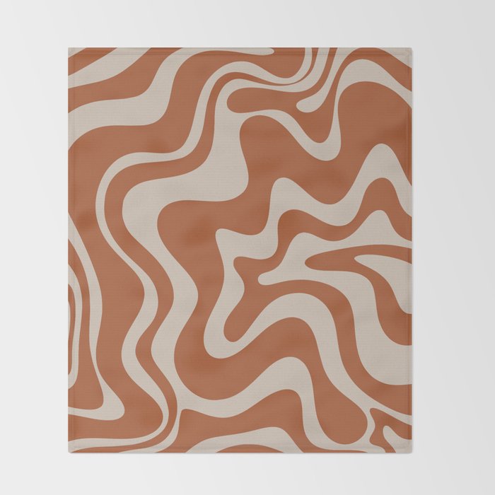 Liquid Swirl Retro Abstract Pattern in Clay and Putty Earth Tones Throw Blanket Gallery Image 2