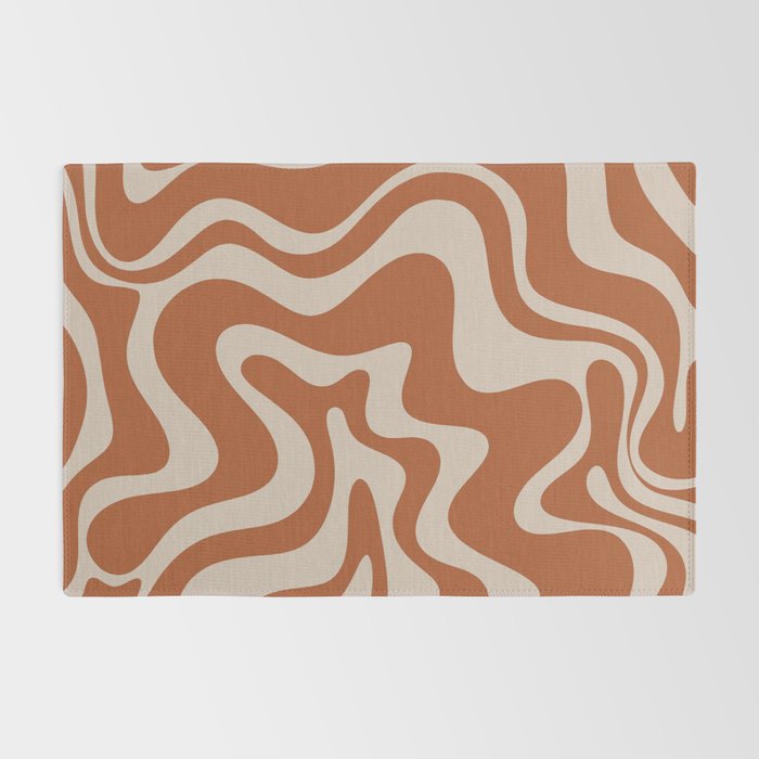 Liquid Swirl Retro Abstract Pattern in Clay and Putty Earth Tones Rug Gallery Image 2