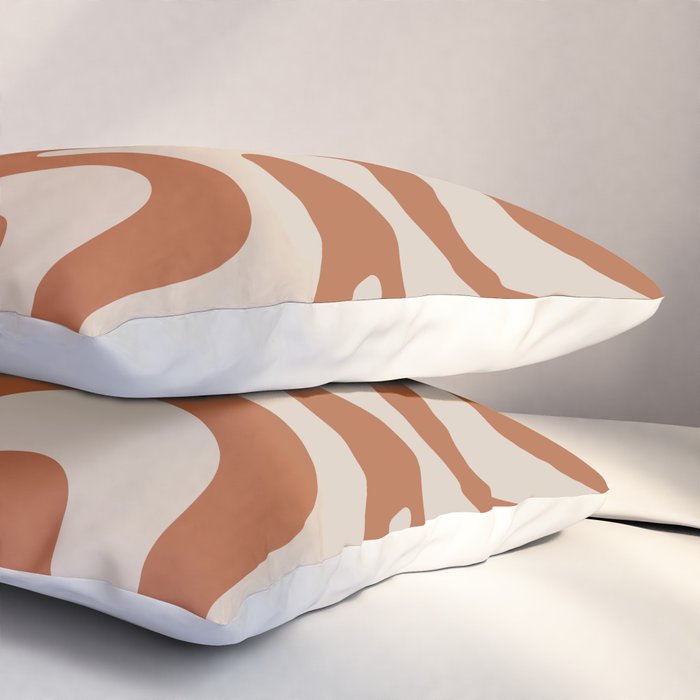 Liquid Swirl Retro Abstract Pattern in Clay and Putty Earth Tones Pillow Sham Gallery Image 3