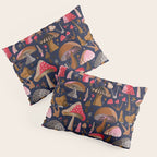 Mushroom Collection - Navy Pillow Sham Gallery Image 3